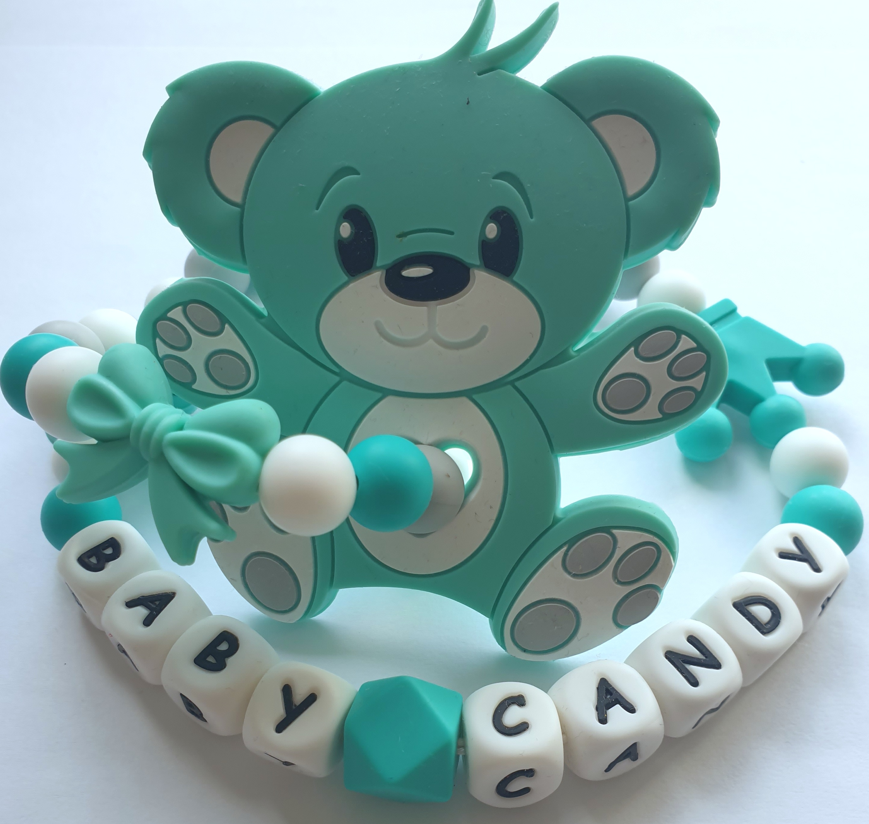 Baby Candy čiulptuko laikiklis ir kramtukas su apyranke