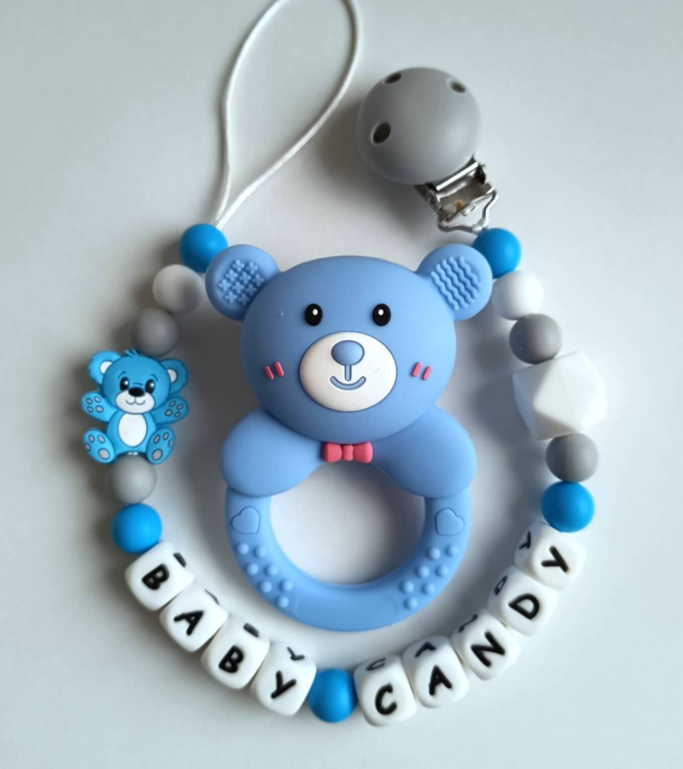 2 in 1 kramtukas/barškutis su laikikliu