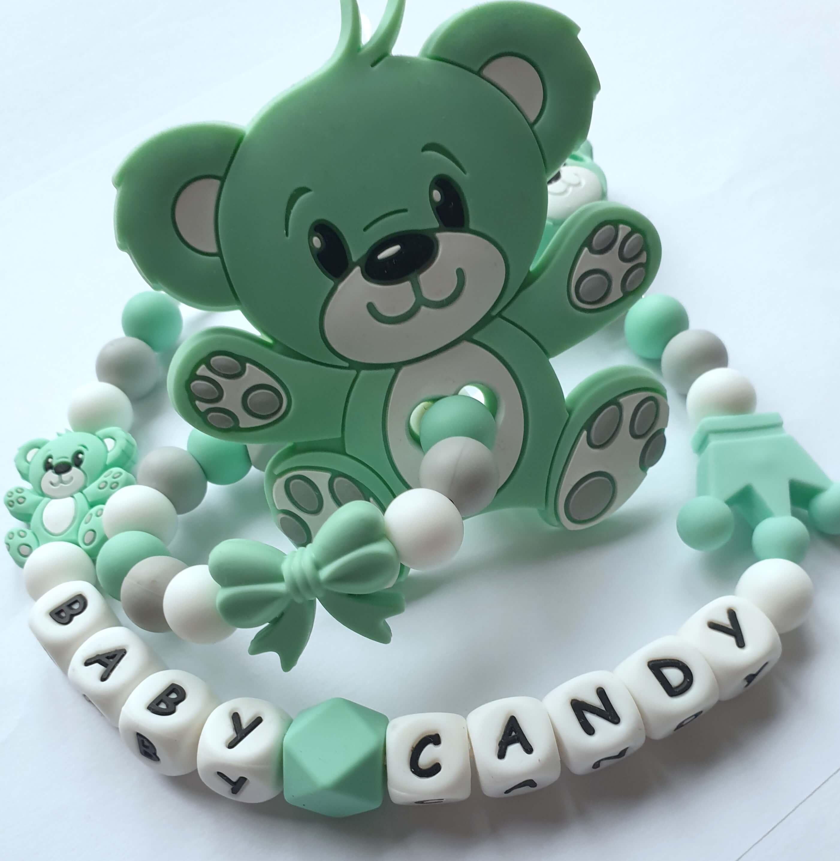 Baby Candy čiulptuko laikiklis ir kramtukas su apyranke