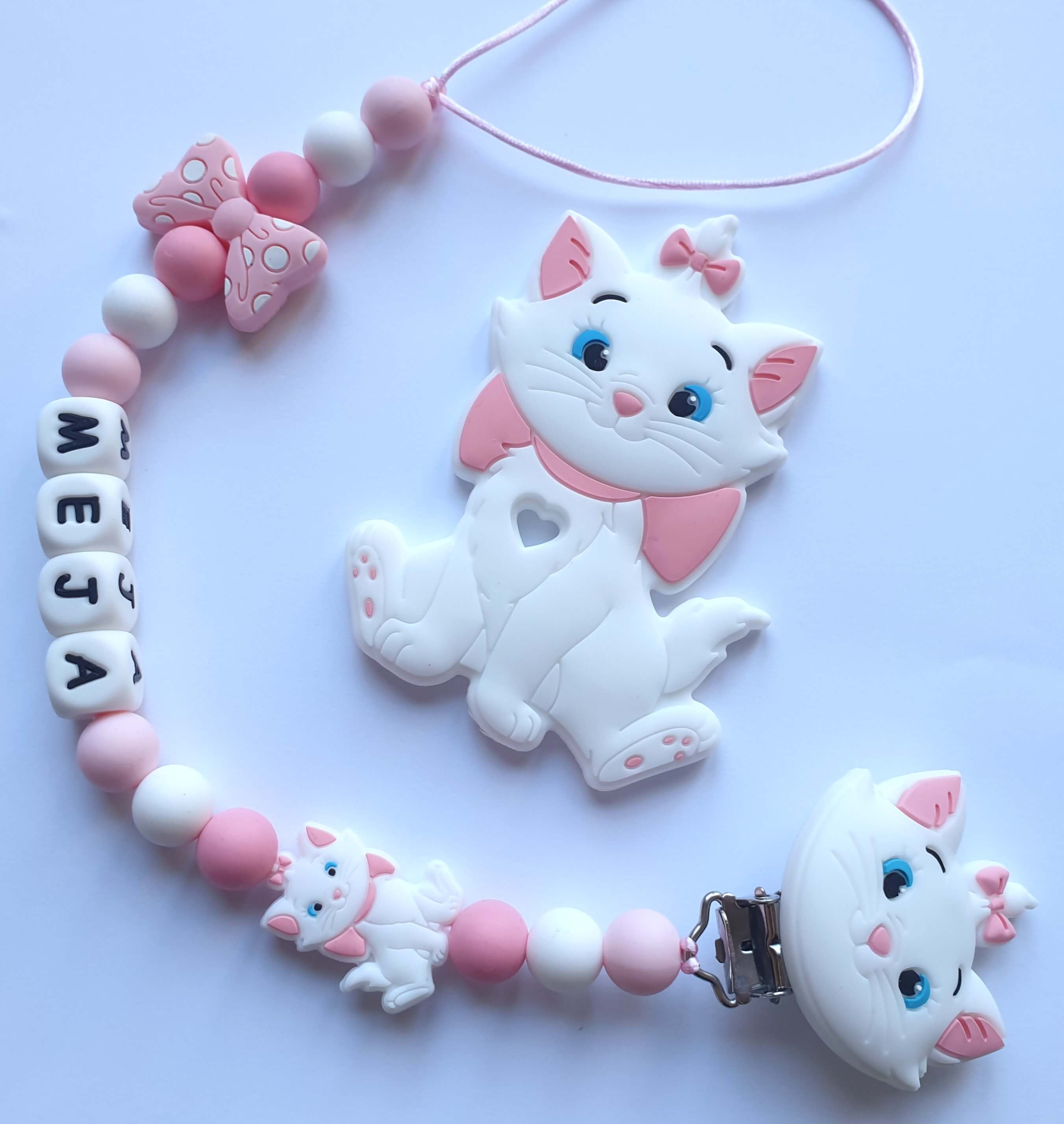 Silikoninis čiulptuko laikiklis ir kramtukas "Katytės"