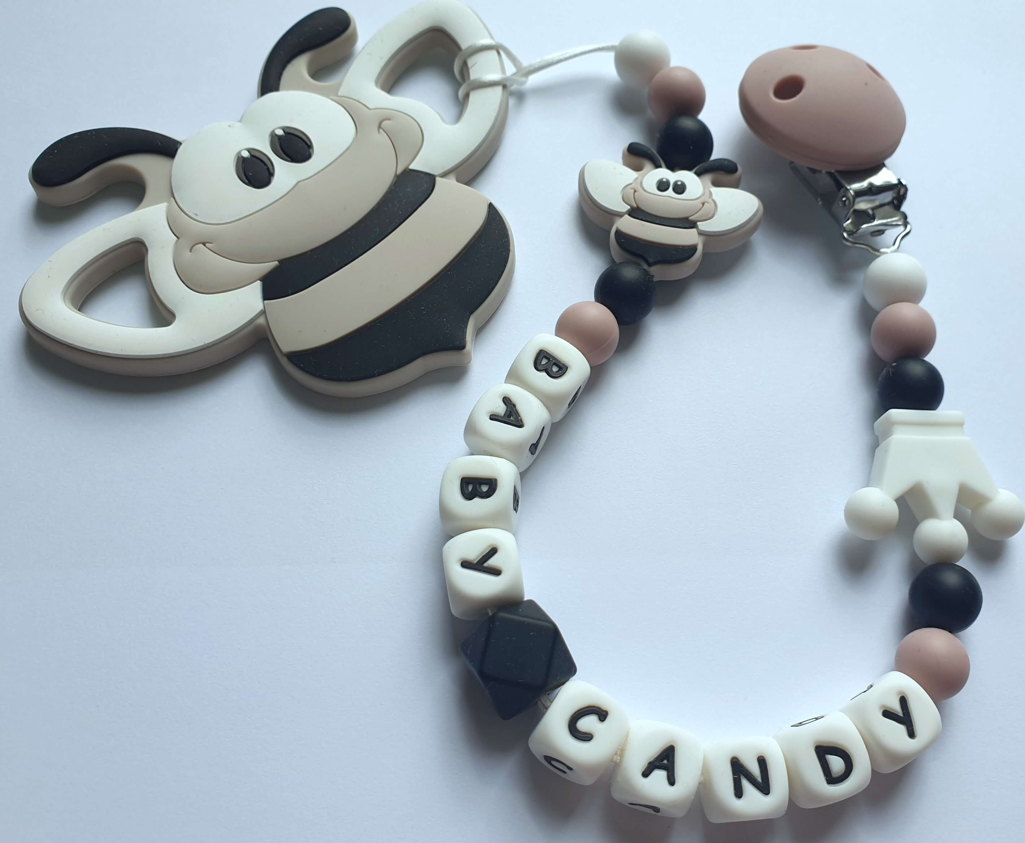 Čiulptuko/kramtuko laikiklis ir kramtukas "Bitutė"