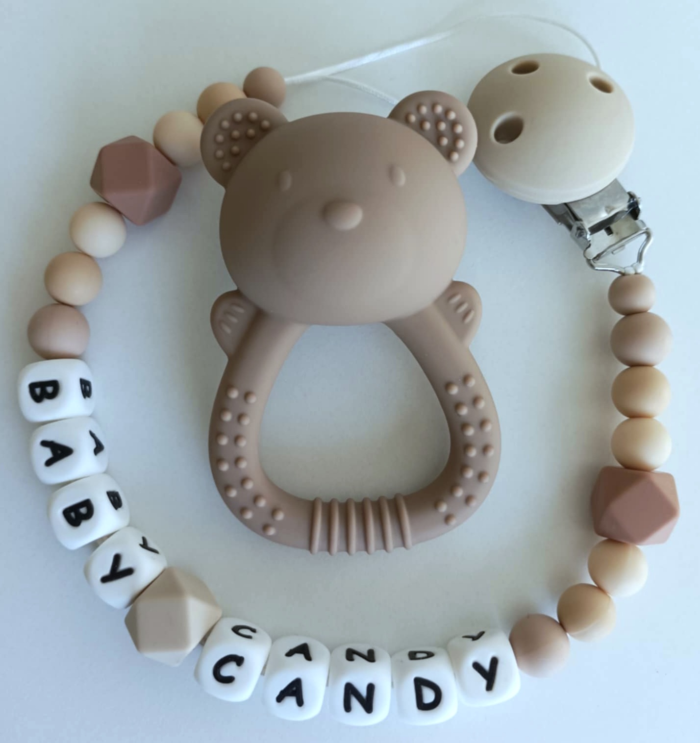 2 in 1 kramtukas/barškutis su laikikliu