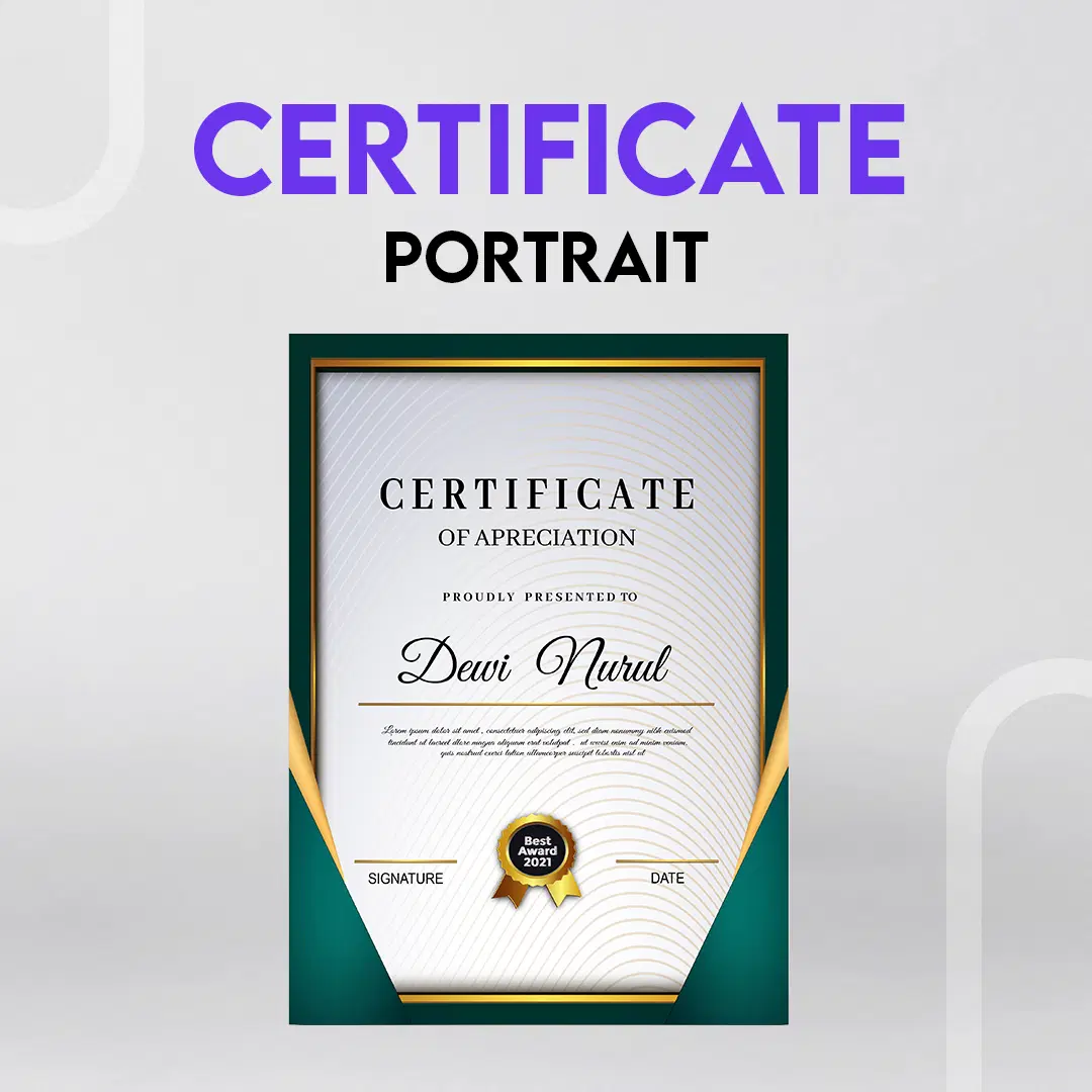 Custom Certificate Design (Portrait)