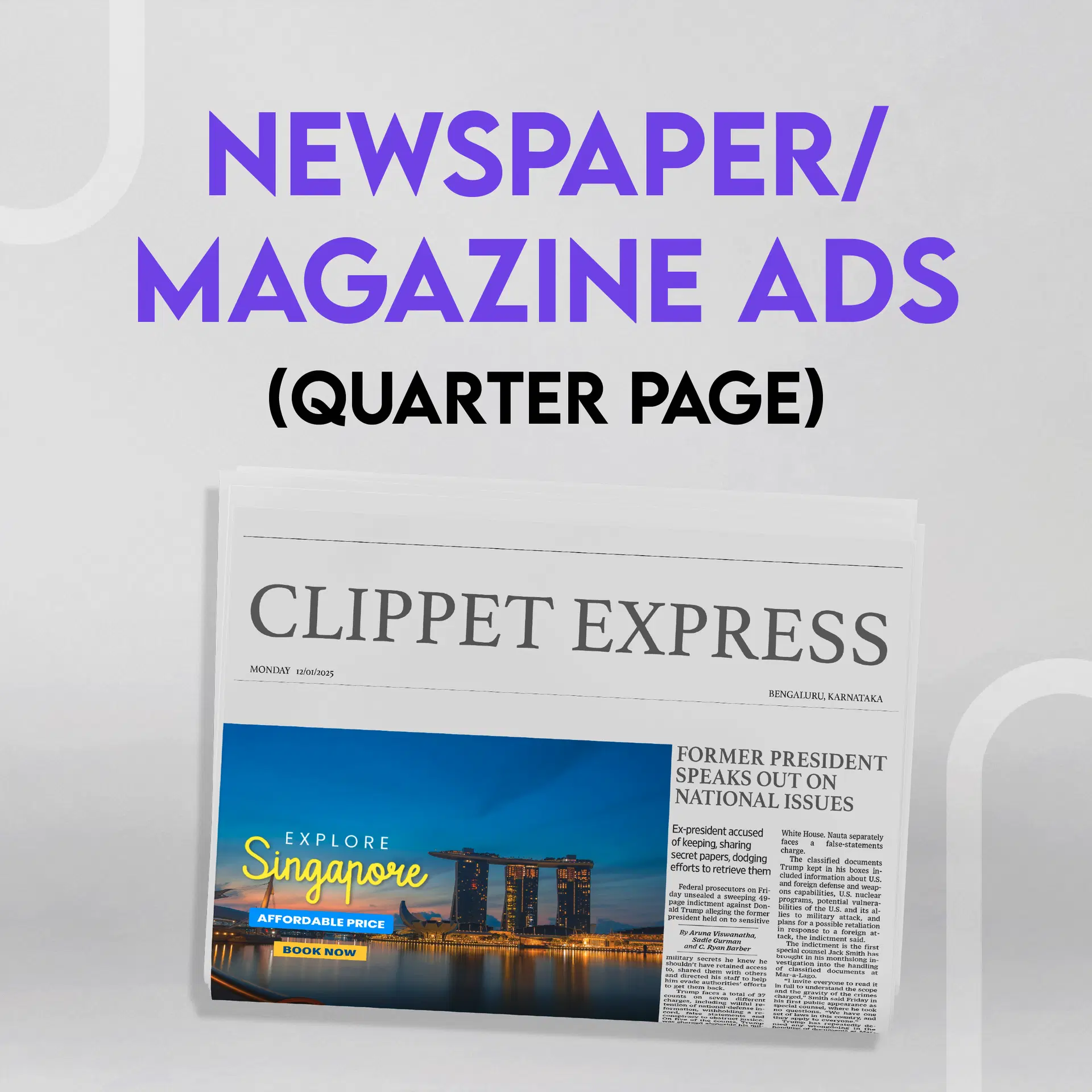 Newspaper/Magazine Ad Design (Quarter)