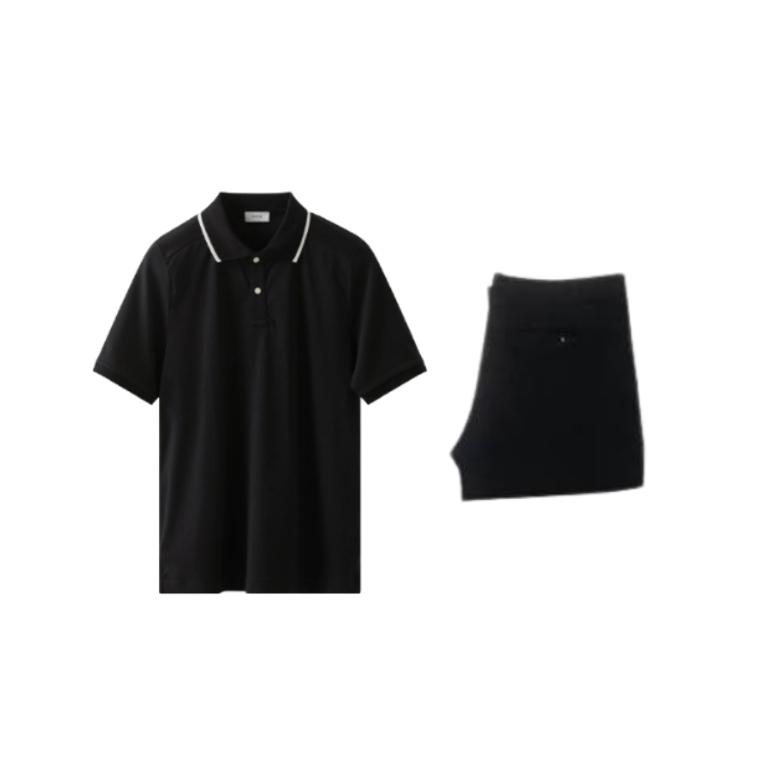 Men's Black Polo Shirt and Shorts Set