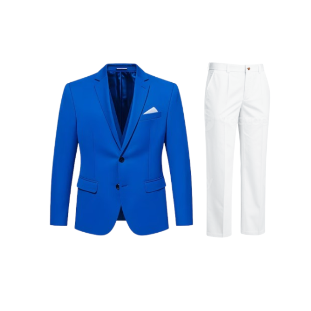 Blue Blazer and White Trouser Set