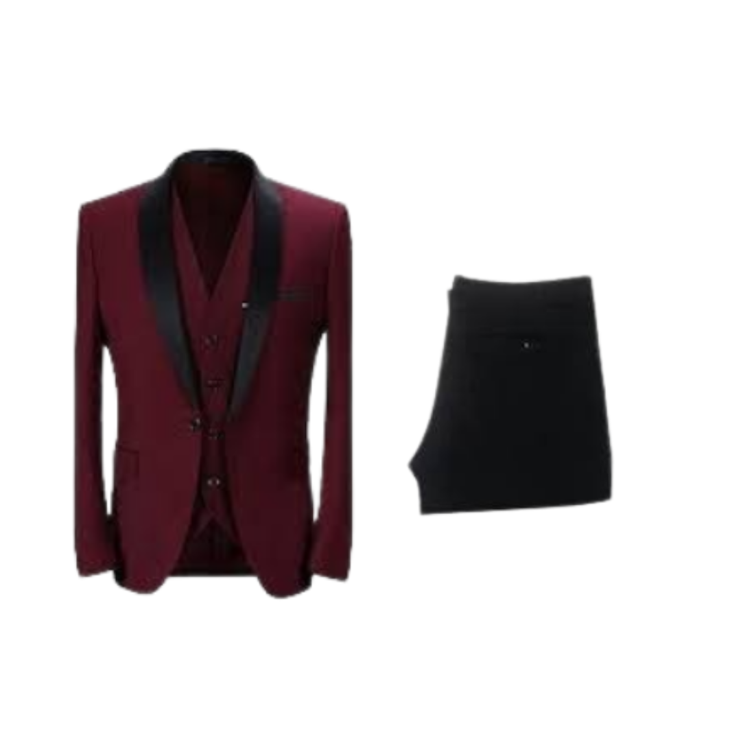 Men's Burgundy Tuxedo Suit