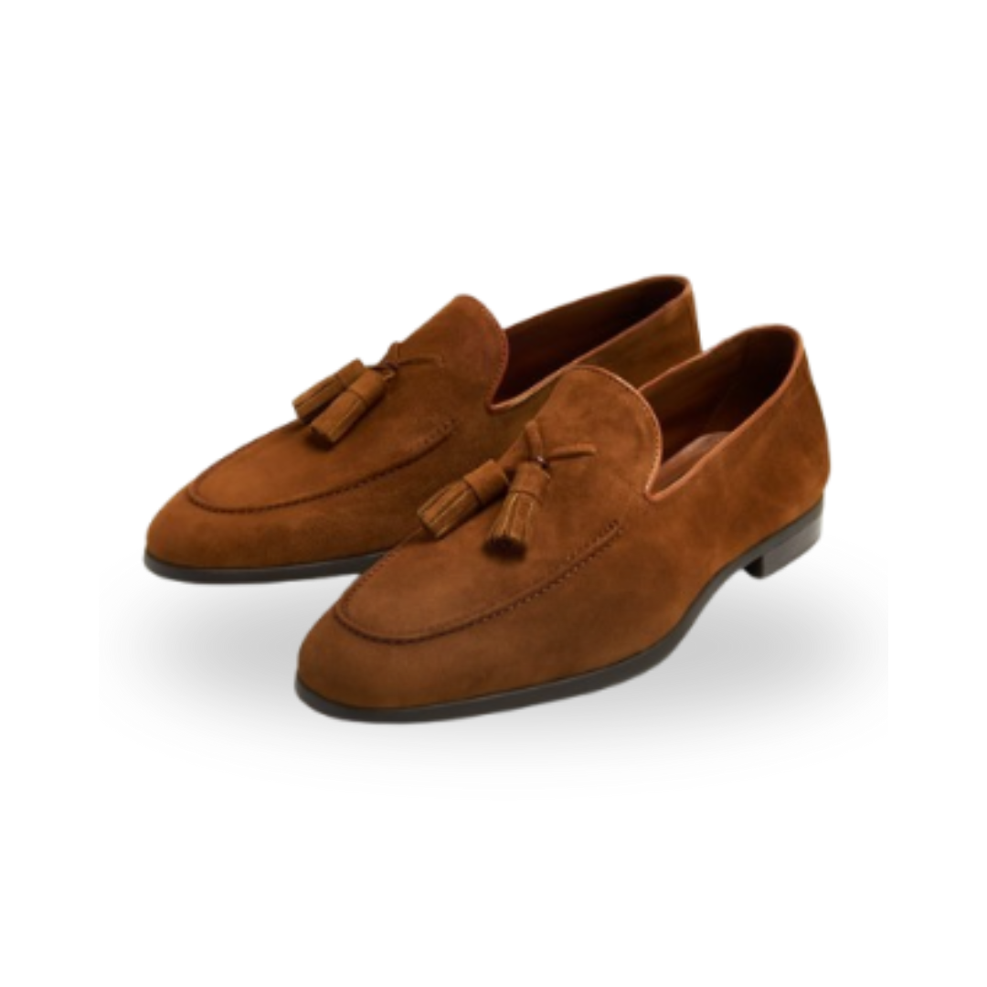 Brown Suede Tassel Loafers