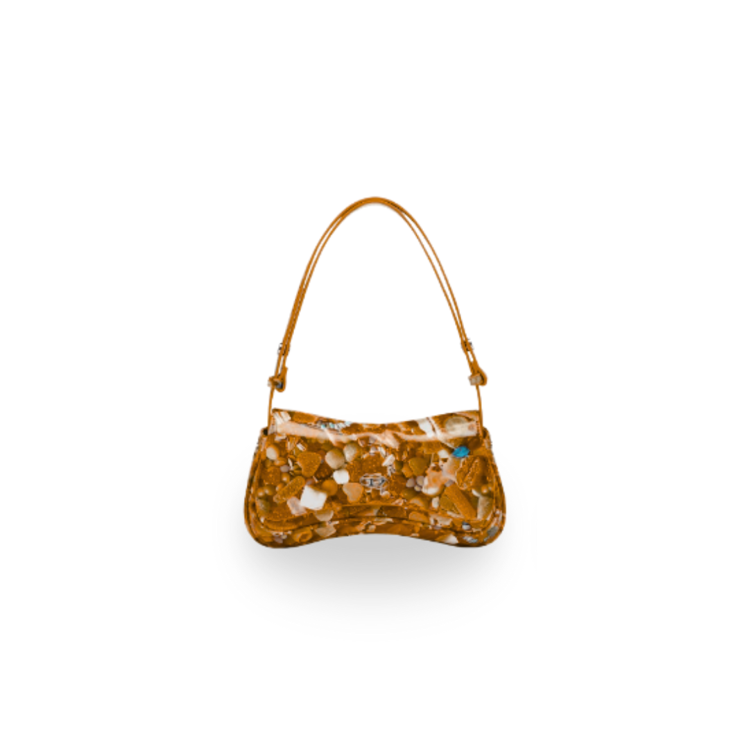 Brown Abstract Print Shoulder Bag