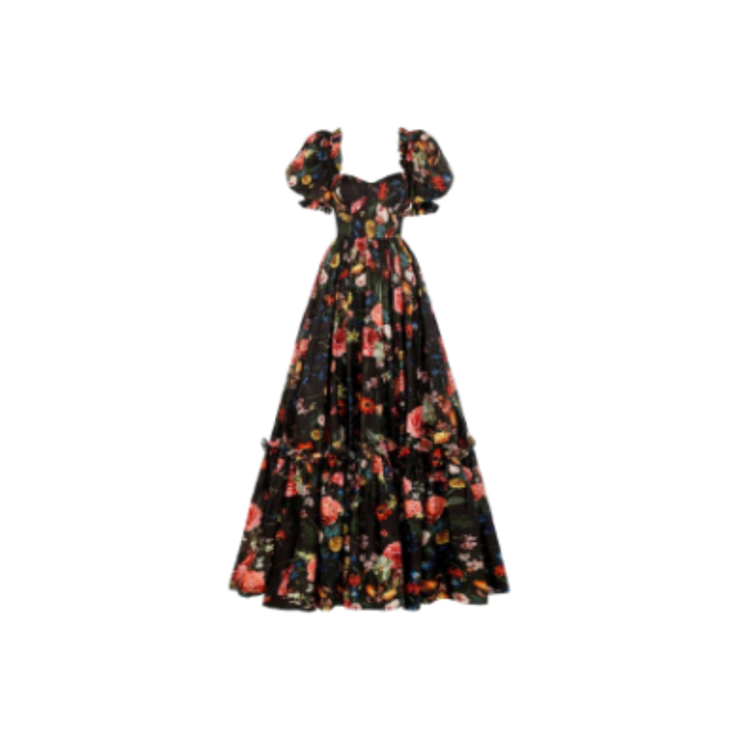 Floral Puff Sleeve Maxi Dress