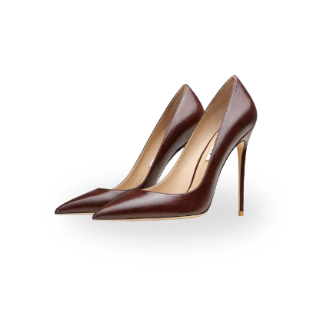 Classic Brown Leather High Heels