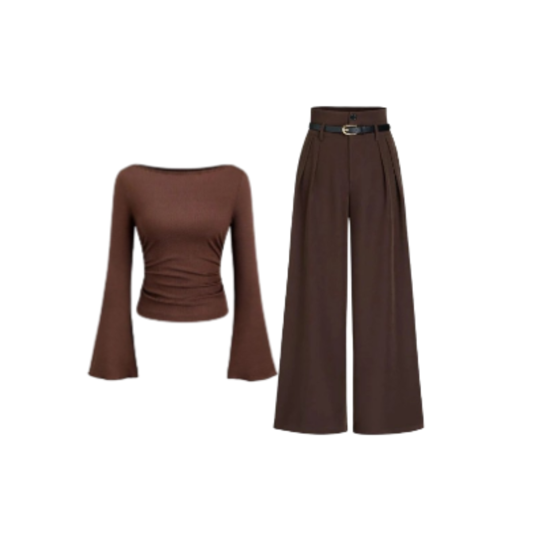 Women's Brown Two-Piece Outfit