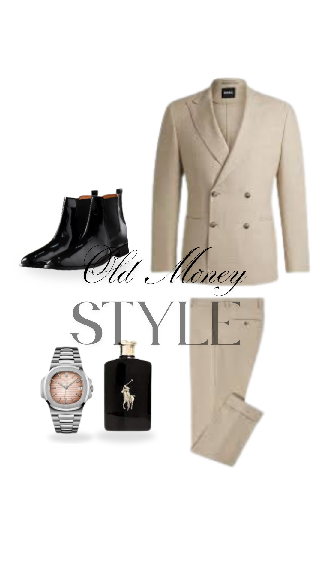 Beige Double-Breasted Suit