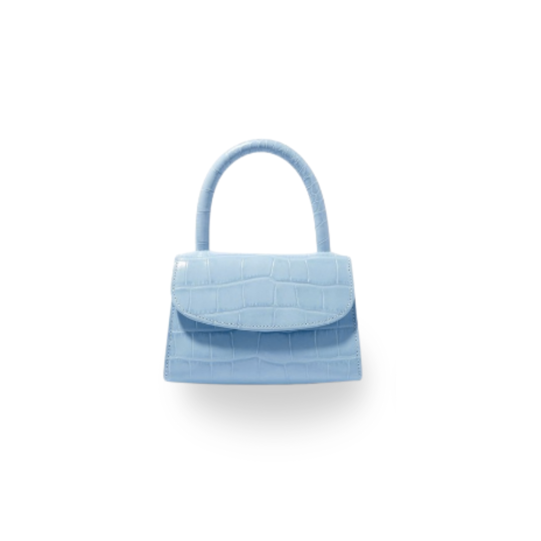 Light Blue Croc-Embossed Mini Handbag