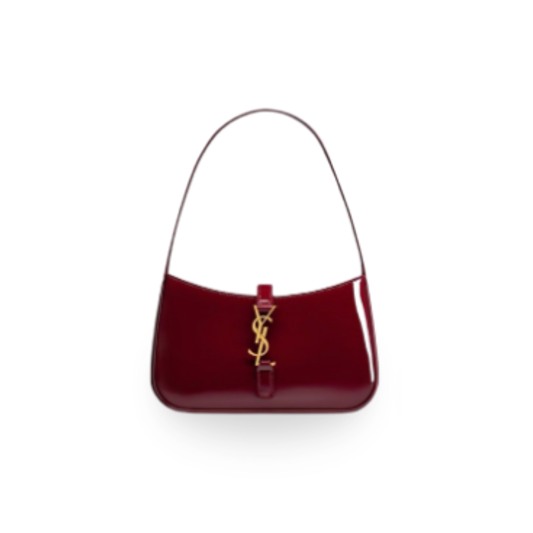 Saint Laurent Burgundy Patent Leather Shoulder Bag