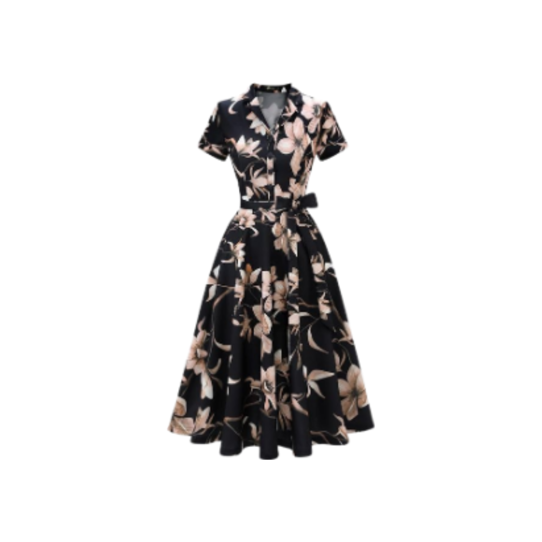 Vintage Floral Midi Dress