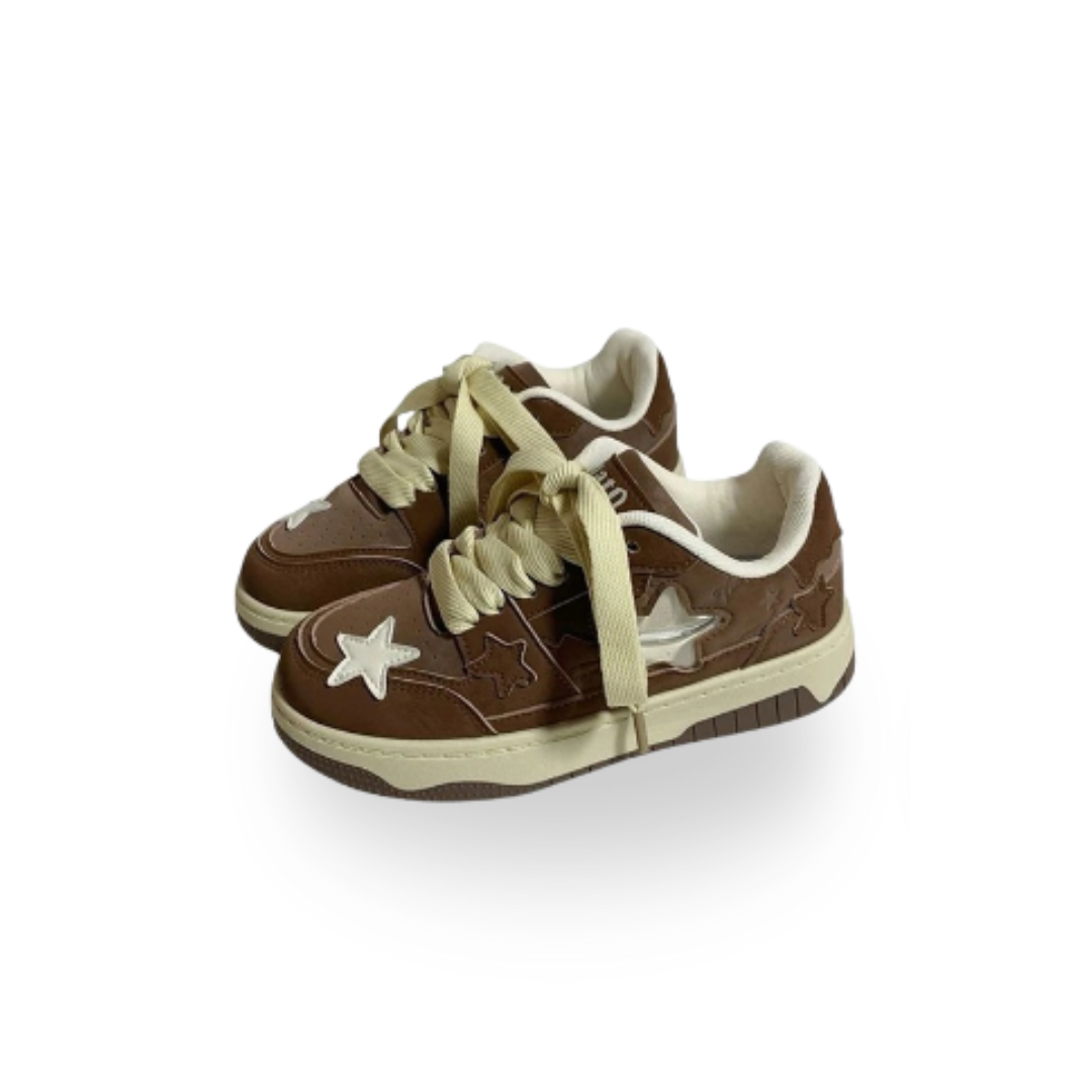 Brown Star Pattern Sneakers