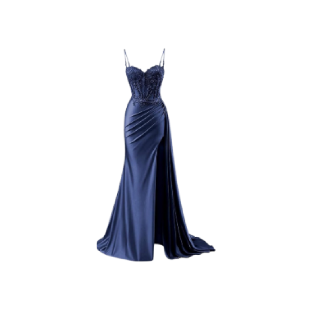 Elegant Navy Blue Evening Gown