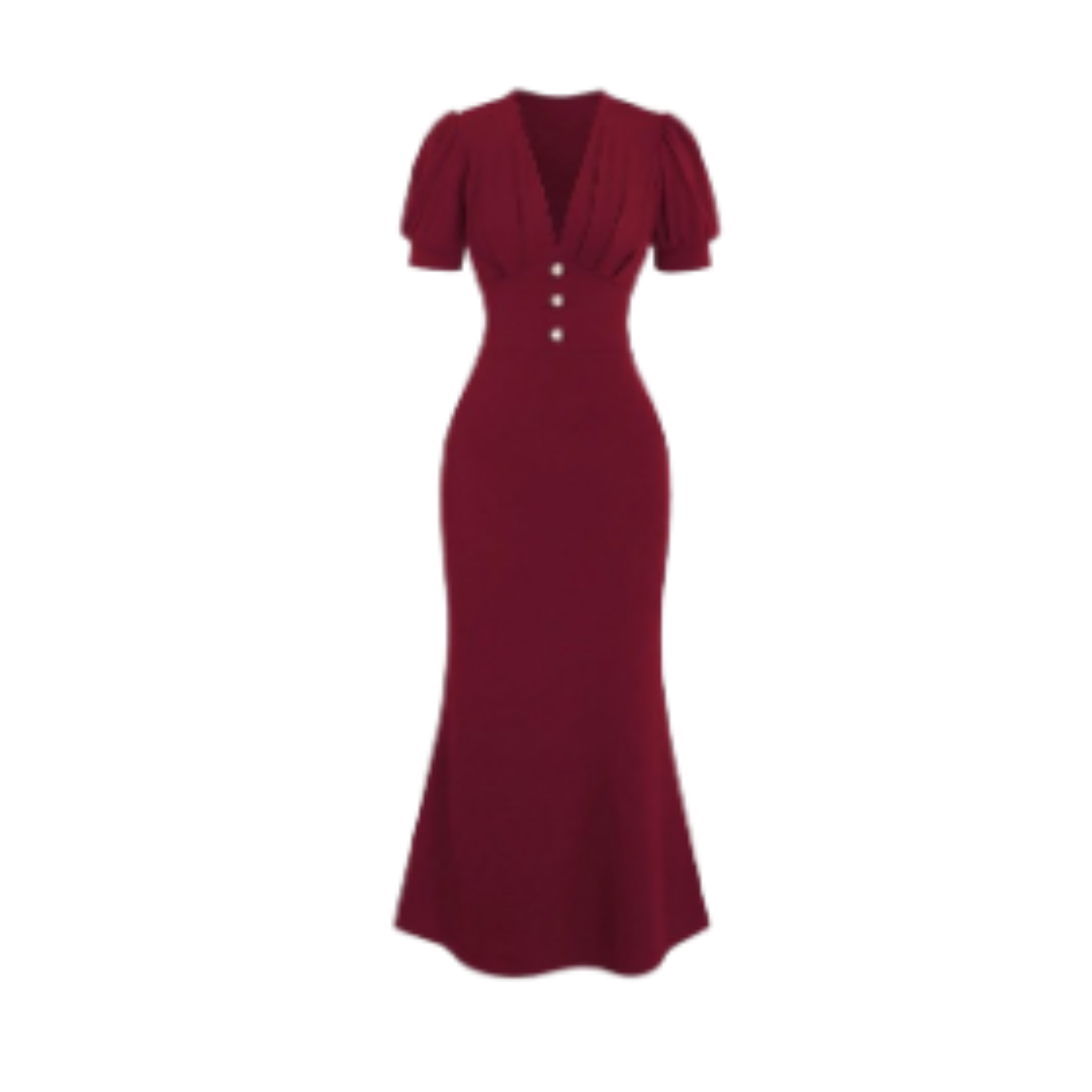 Elegant Burgundy Maxi Dress