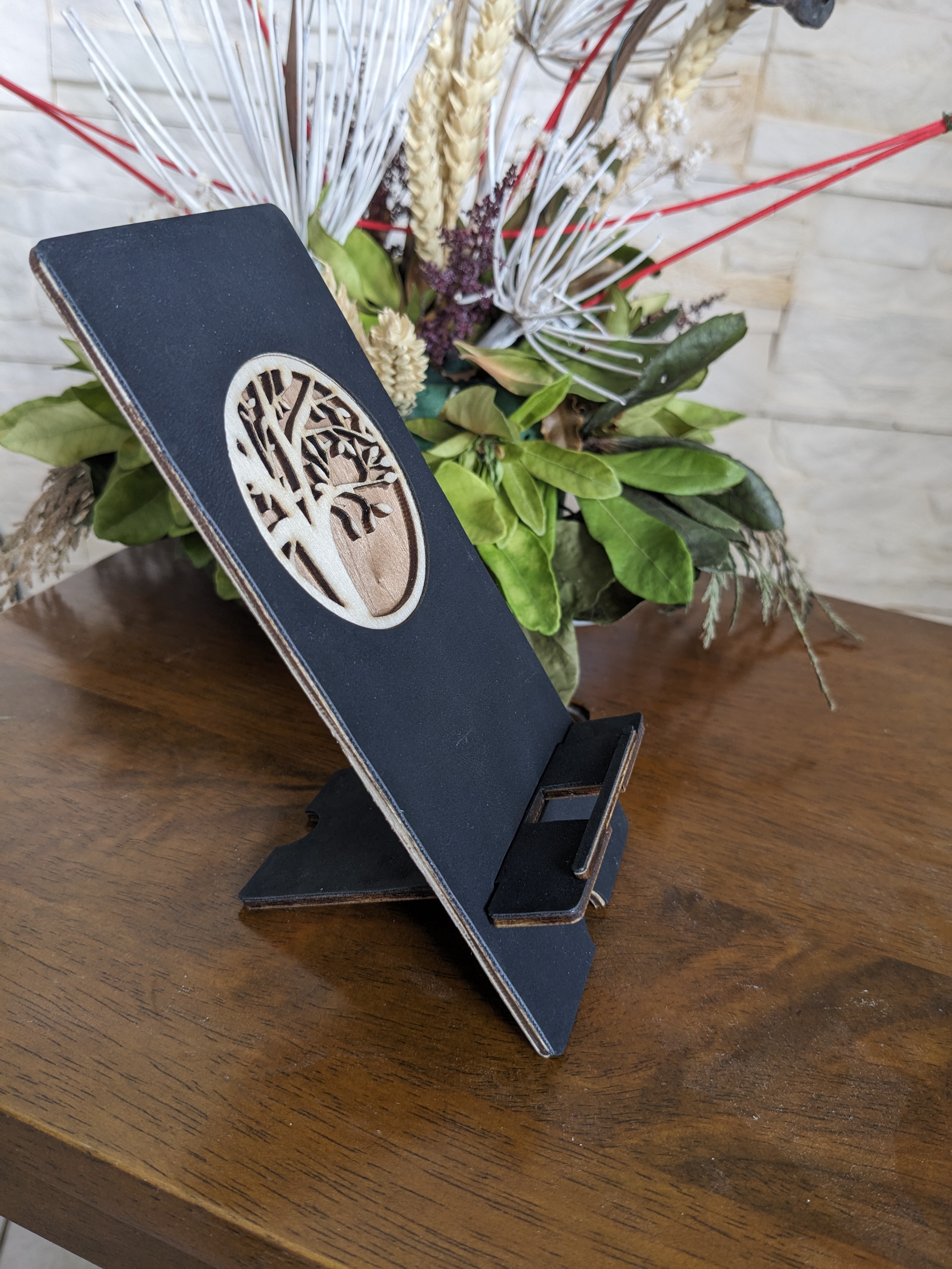 Chevalet de téléphone arbre de vie suédine