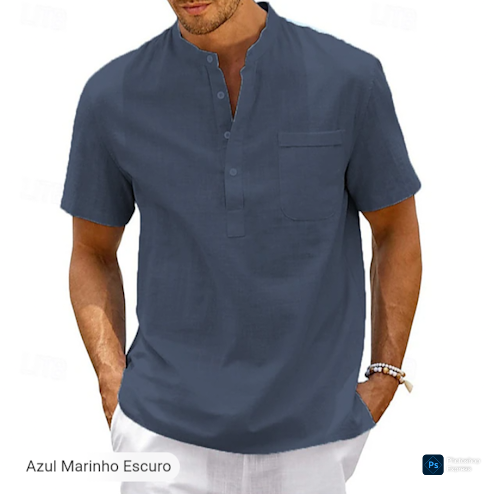 Camisa Polo  gola de padre em viscose e linho.Diversas cores .