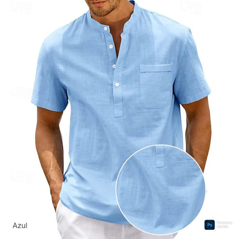 Camisa Polo  gola de padre em viscose e linho.Diversas cores .