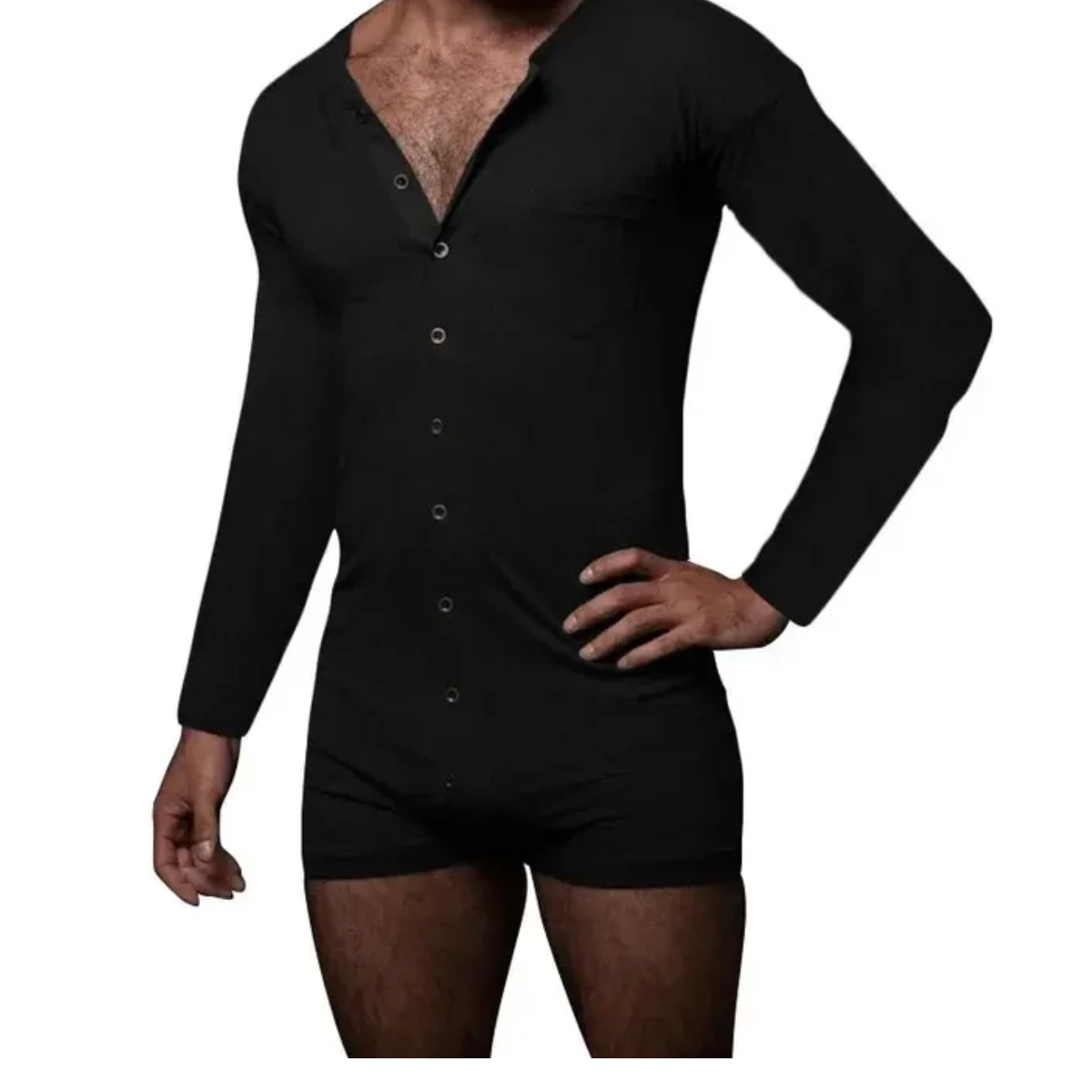 PIJAMA MACACÃO MANGA LONGA CURTO, COM BOTÕES.
