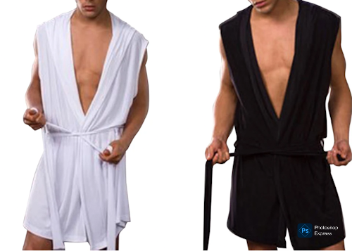 SAIDA DE BANHO ATOALHADO ALGODÃO COM CAPUZ HOMENS E CUECA SLIN.