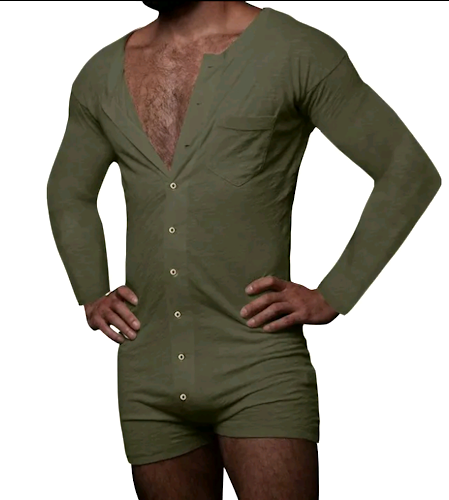 PIJAMA MACACÃO MANGA LONGA CURTO, COM BOTÕES.