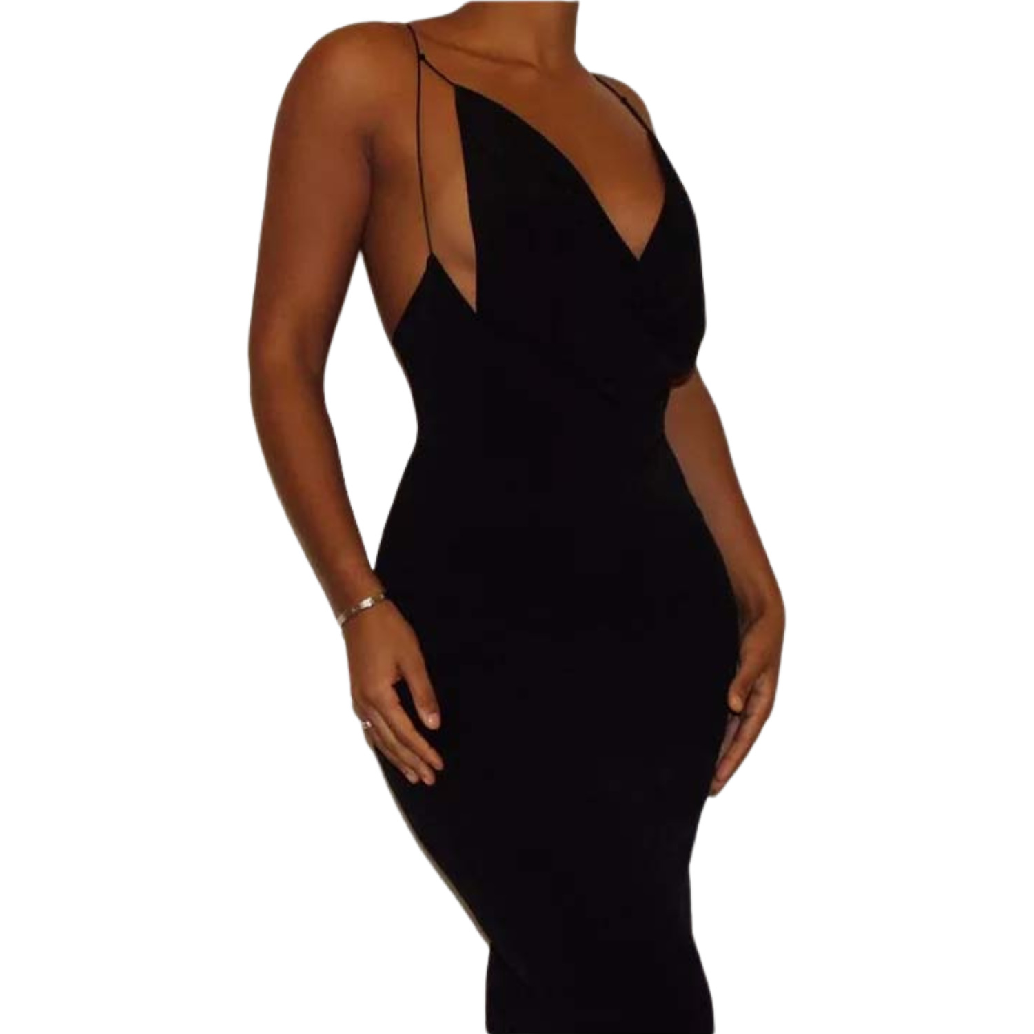 VESTIDO CURTO ALÇA FINA ESTILO GOLA BOBA FRENTE UNICA EM MICROFIBRA FORRADO.
