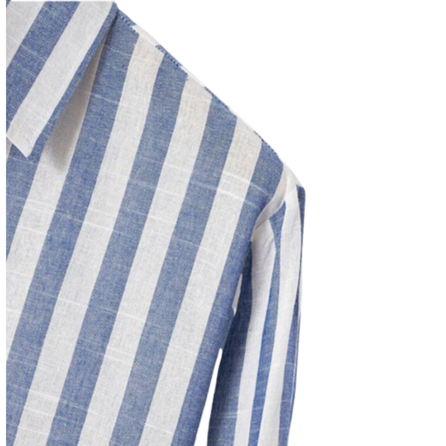 CAMISA LISTRADA BRANCO E AZUL MANGA LONGA EM  TRICOLINE .