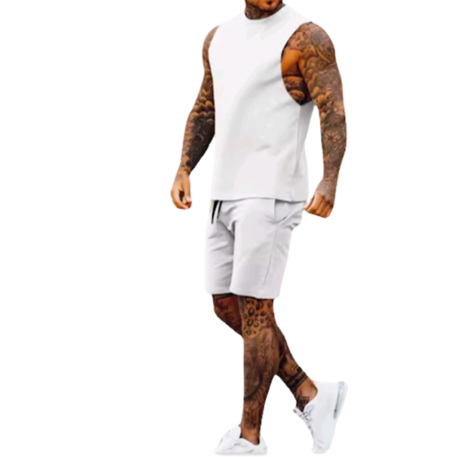 CAMISETA CAVADA E CALÇÃO EM MALHA MOLETINHO.
