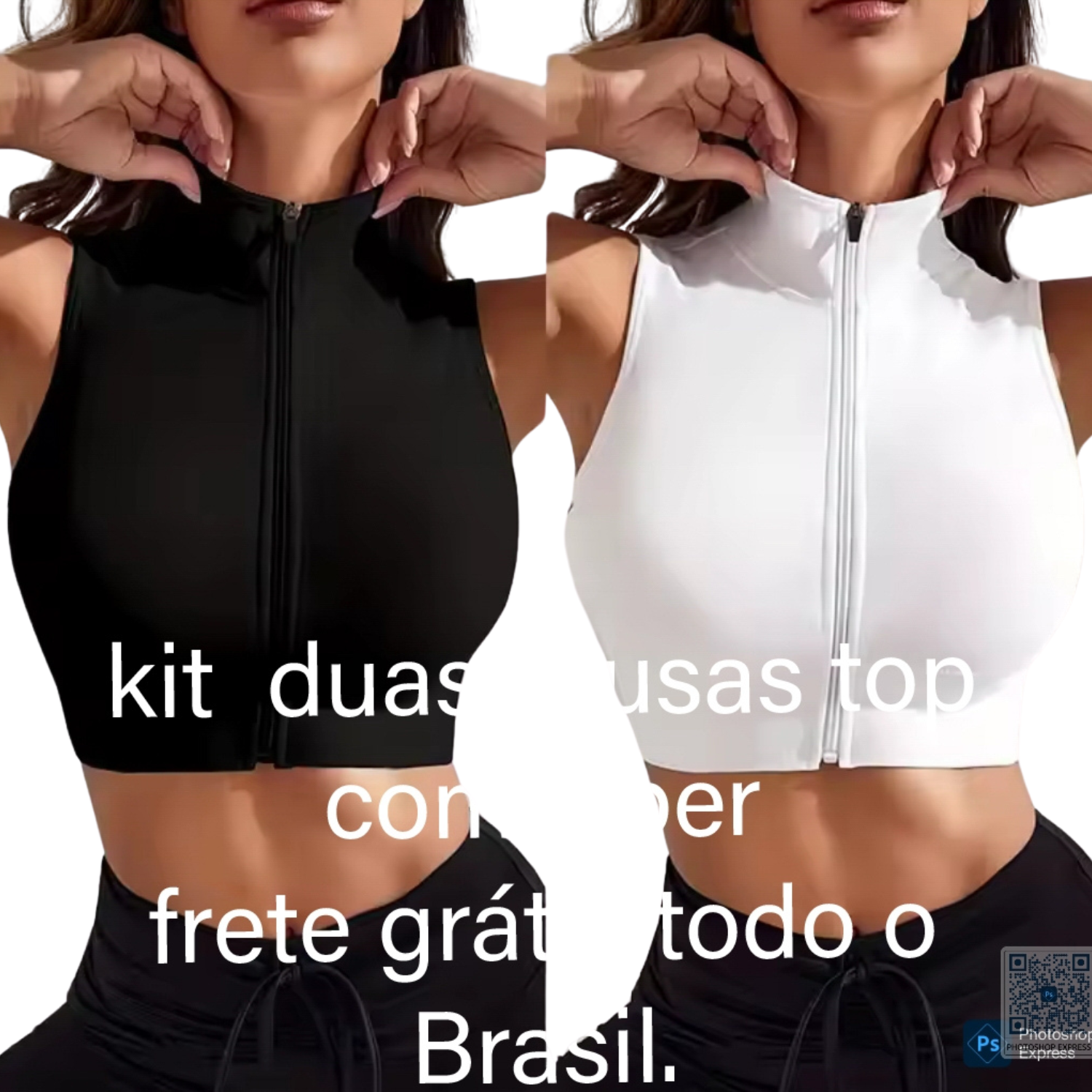 CROPED CURTO COM ZIPER  CAVADO. 