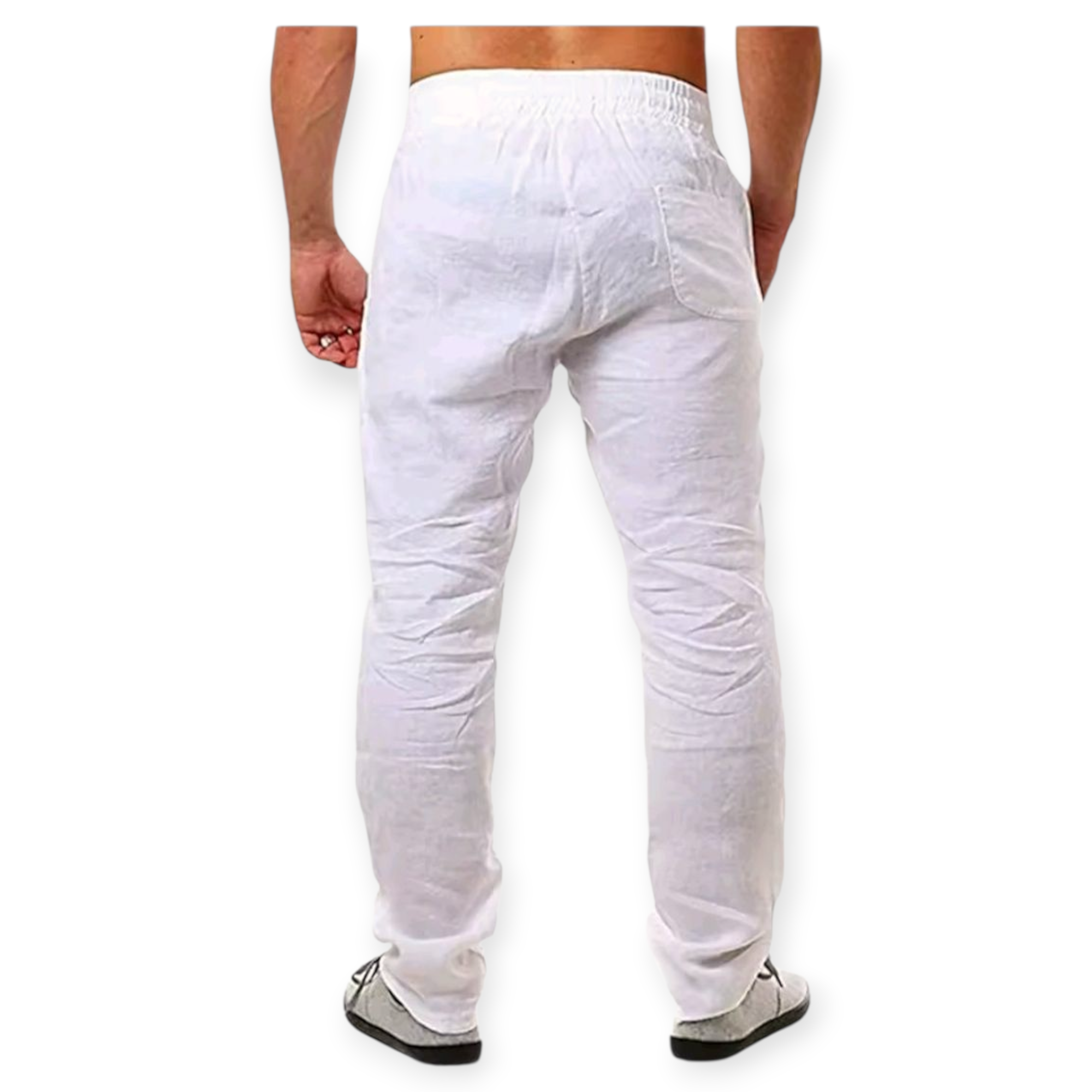 Calça de linho com viscose  reta masculino com zíper e botão.