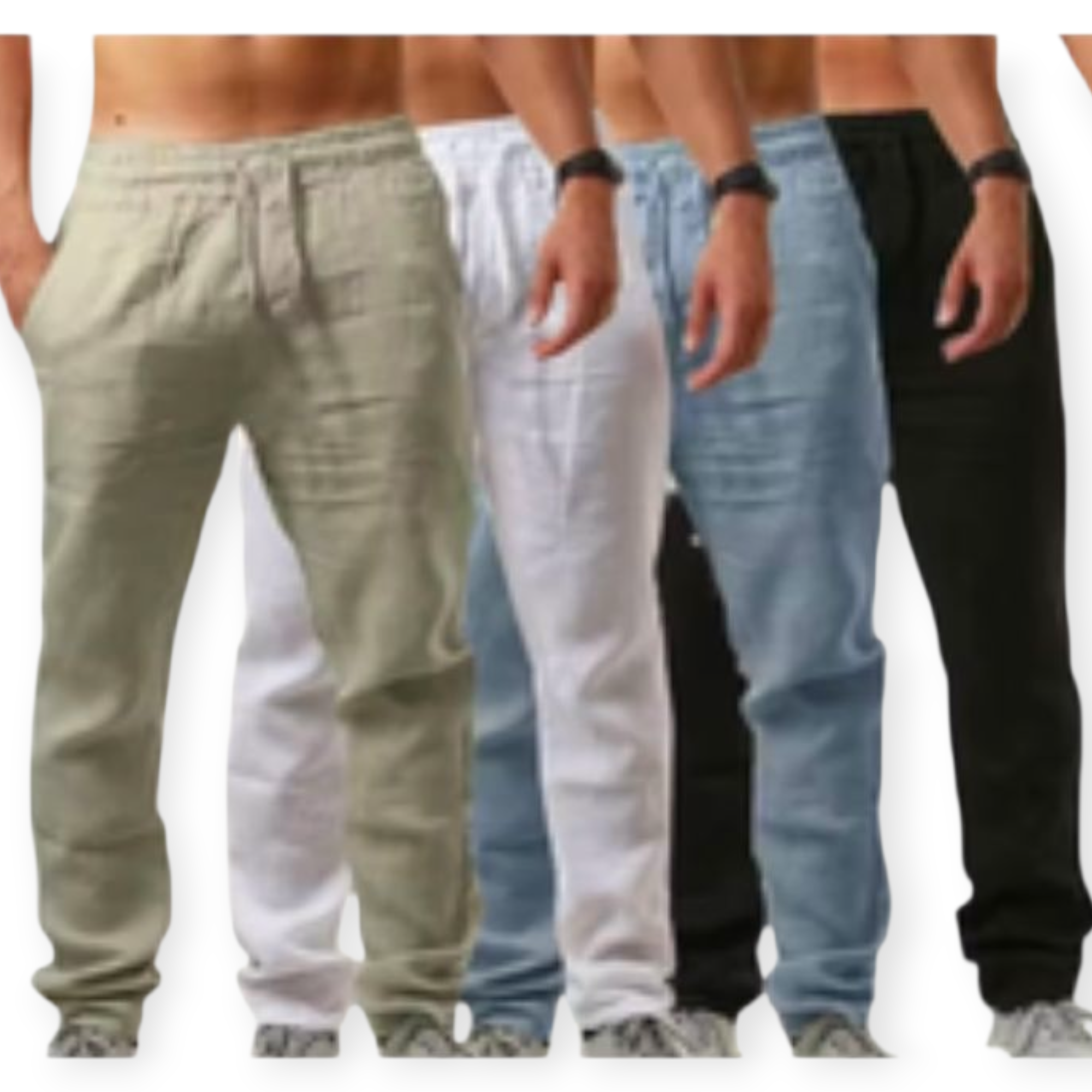 Calça de linho com viscose reta masculino com zíper e botão.