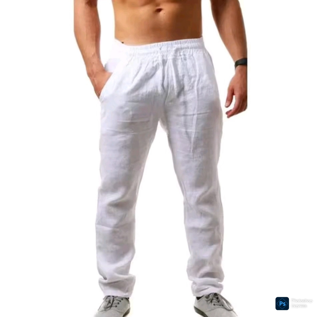 Calça masculina de linho casual