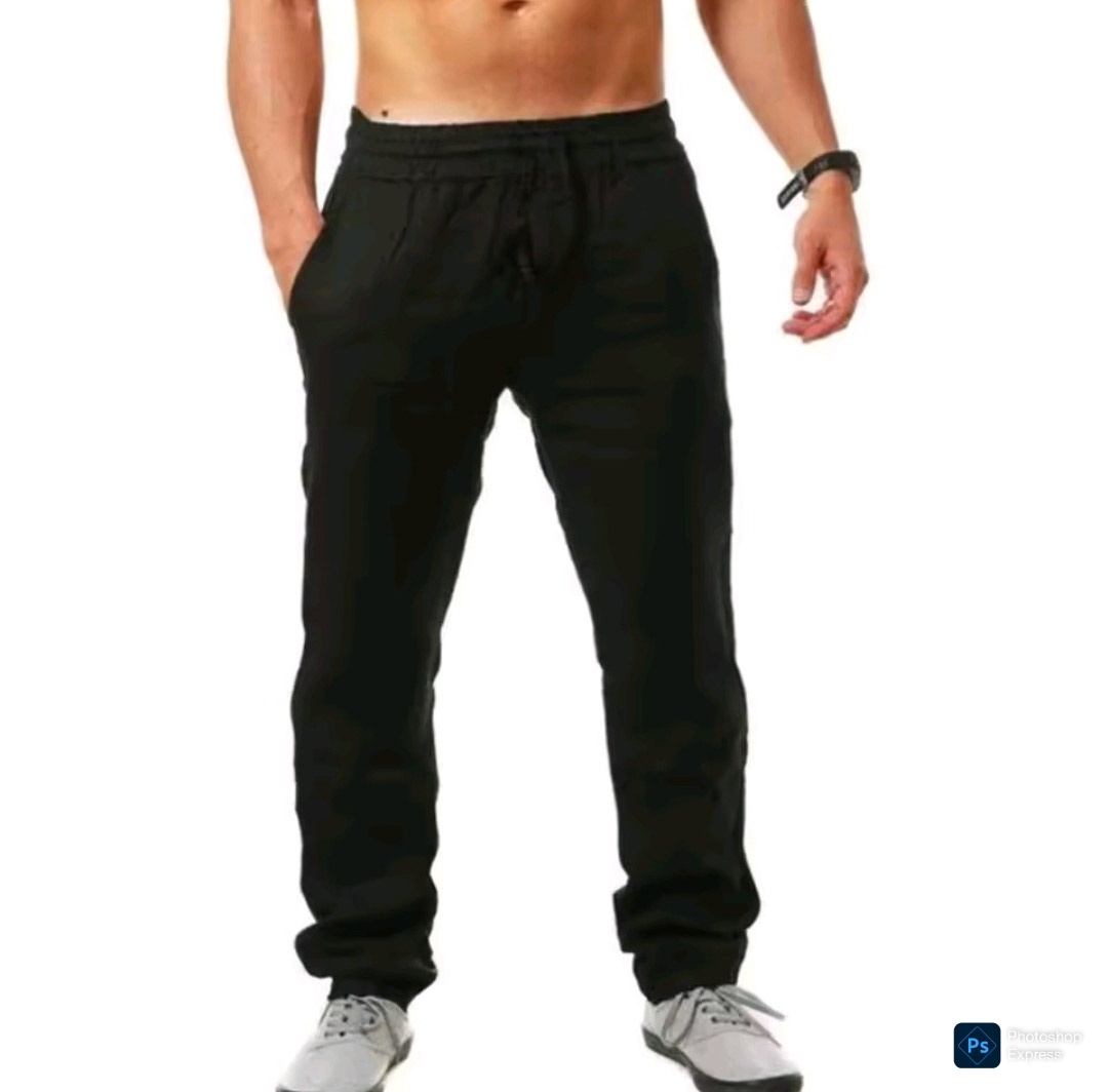 Calça masculina de linho casual