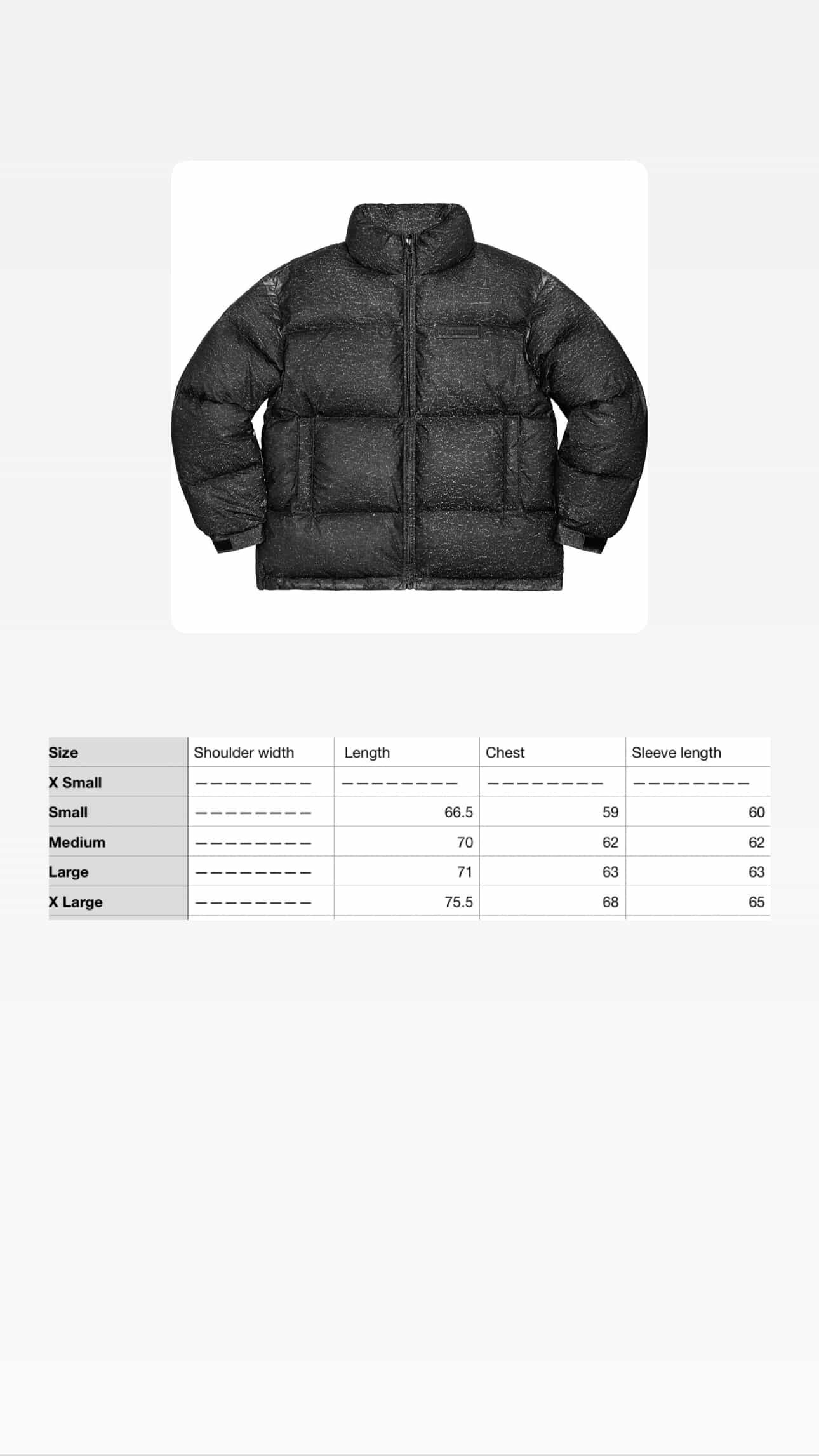 Supreme Reflective Speckled Down Jacket
