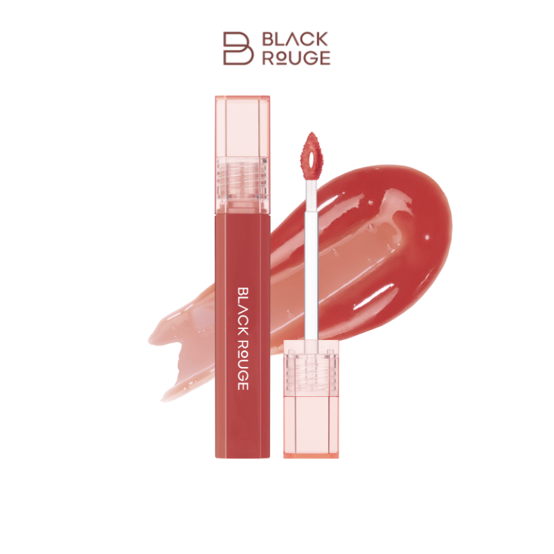 BLACK ROUGE - Half N Half Water Glow 2 -HG07 Cinnamon Syrup- أحمر شفاه أسود - نصف ونصف متوهج مائي 2