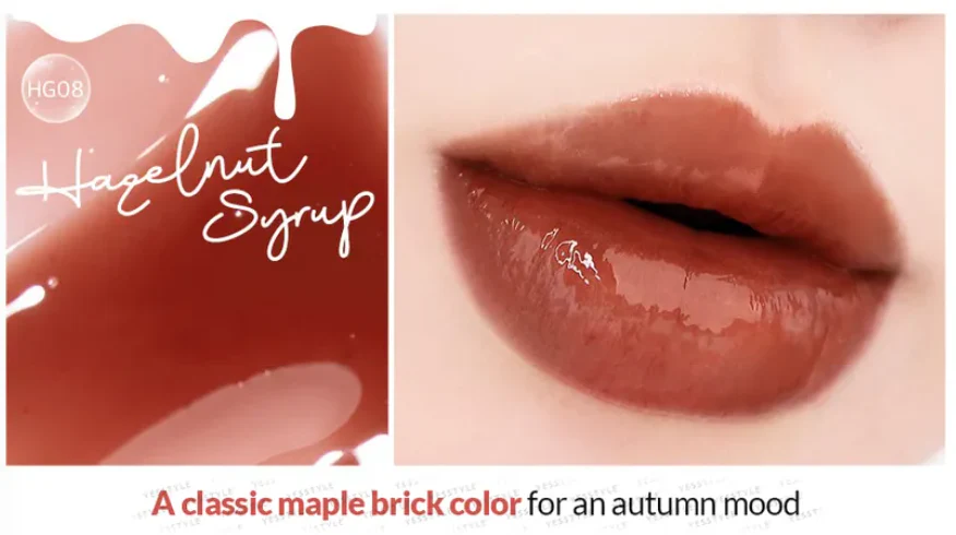BLACK ROUGE - Half N Half Water Glow 2  -HG08 Hazelnut Syrup-  أحمر شفاه أسود - نصف ونصف متوهج مائي 2