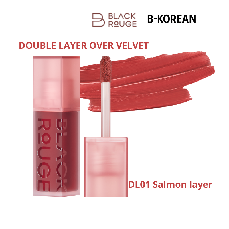 BLACK ROUGE - Double Layer Over Velvet  -DL01 Salmon layer-  أحمر شفاه أسود - طبقة مزدوجة فوق المخمل