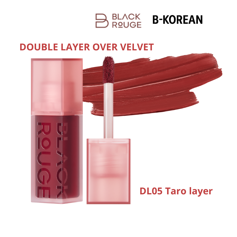 BLACK ROUGE - Double Layer Over Velvet -DL05 Taro layer- أحمر شفاه أسود - طبقة مزدوجة فوق المخمل