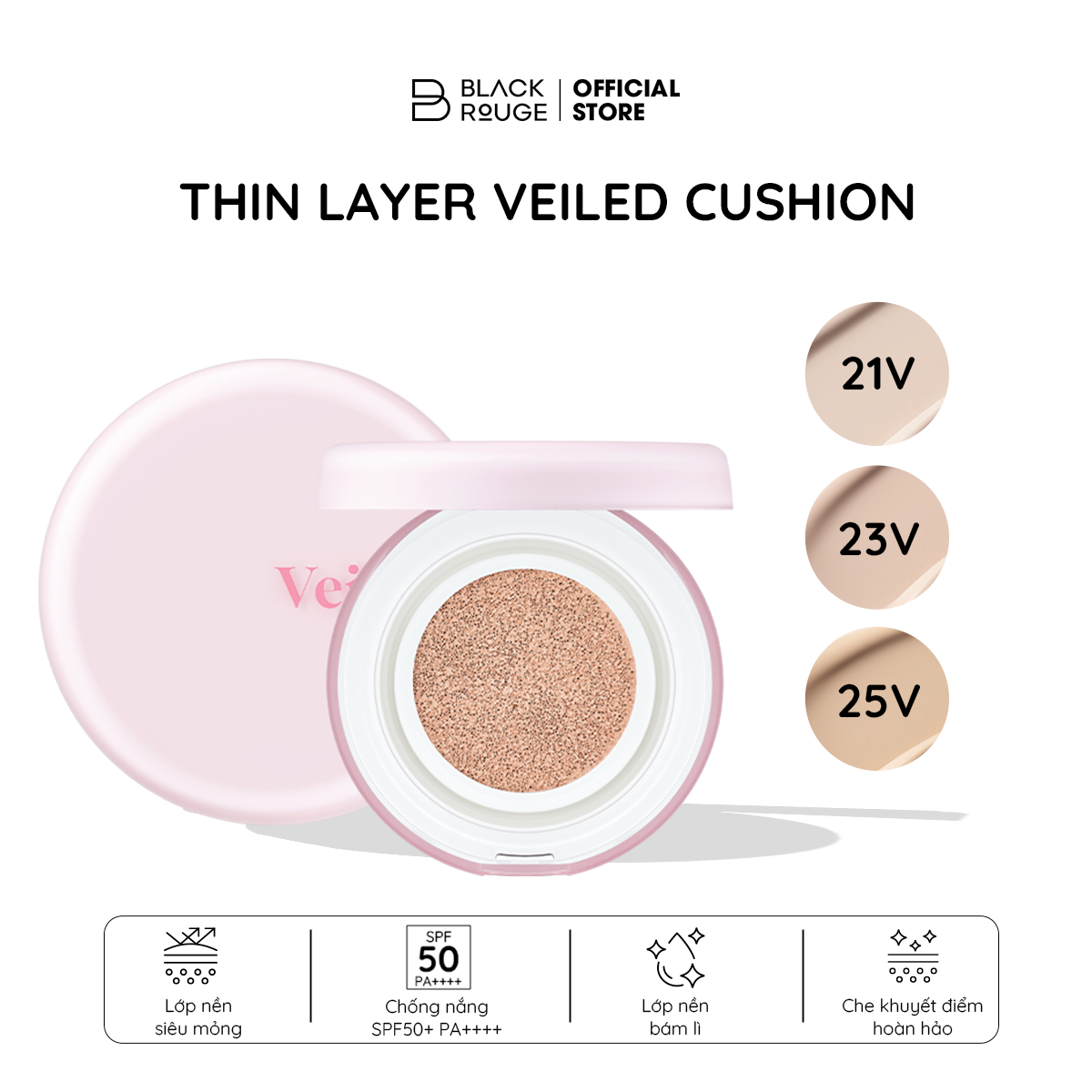 BLACK ROUGE THIN LAYER VEILED CUSHION -كريم أساس كوشن