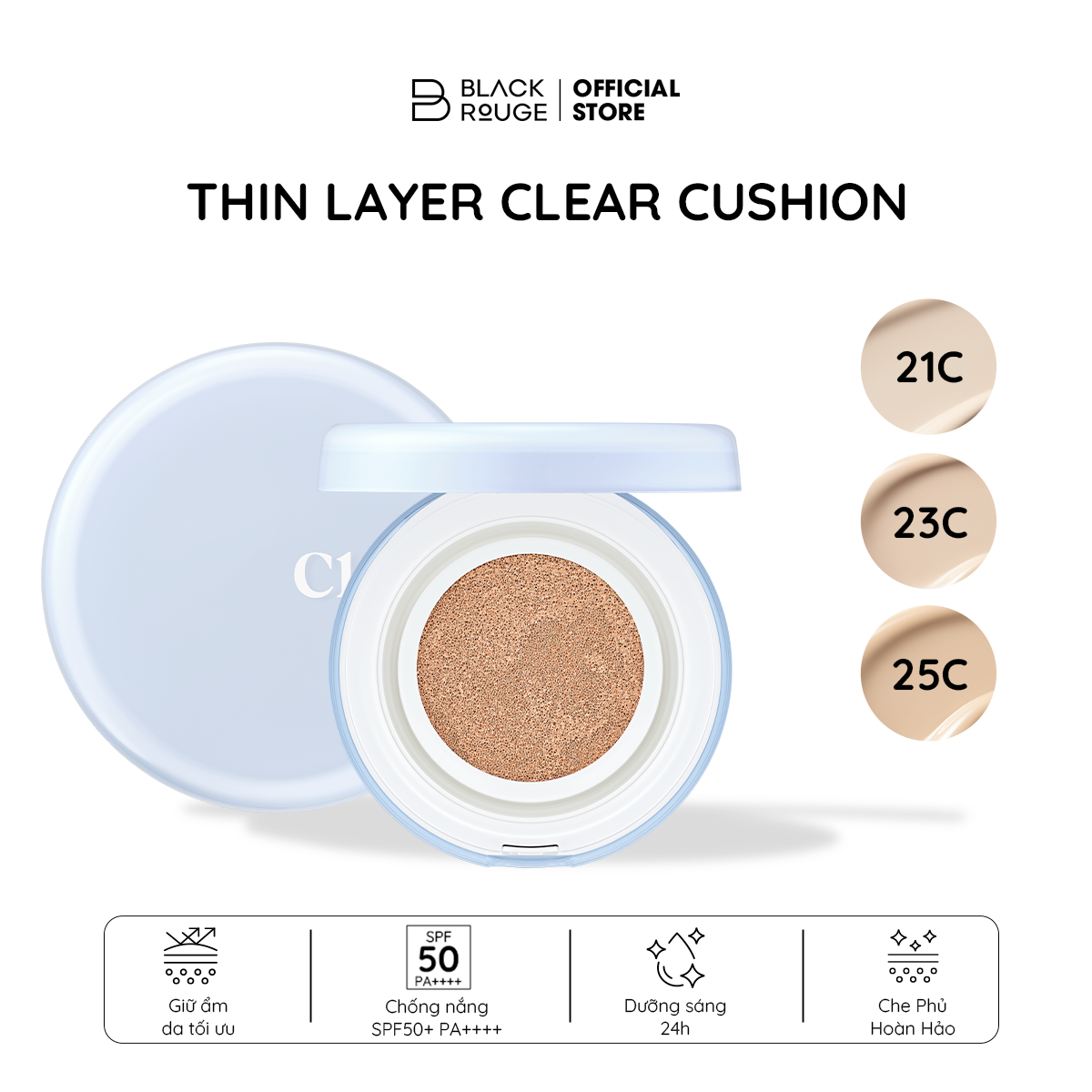 BLACK ROUGE THIN LAYER CLEAR CUSHION - وسادة شفافة ذات طبقة رقيقة كريم أساس كوشن