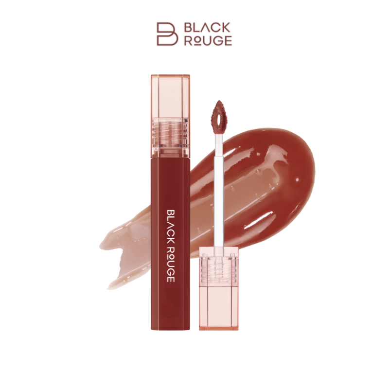 BLACK ROUGE - Half N Half Water Glow 2 -HG08 Hazelnut Syrup- أحمر شفاه أسود - نصف ونصف متوهج مائي 2
