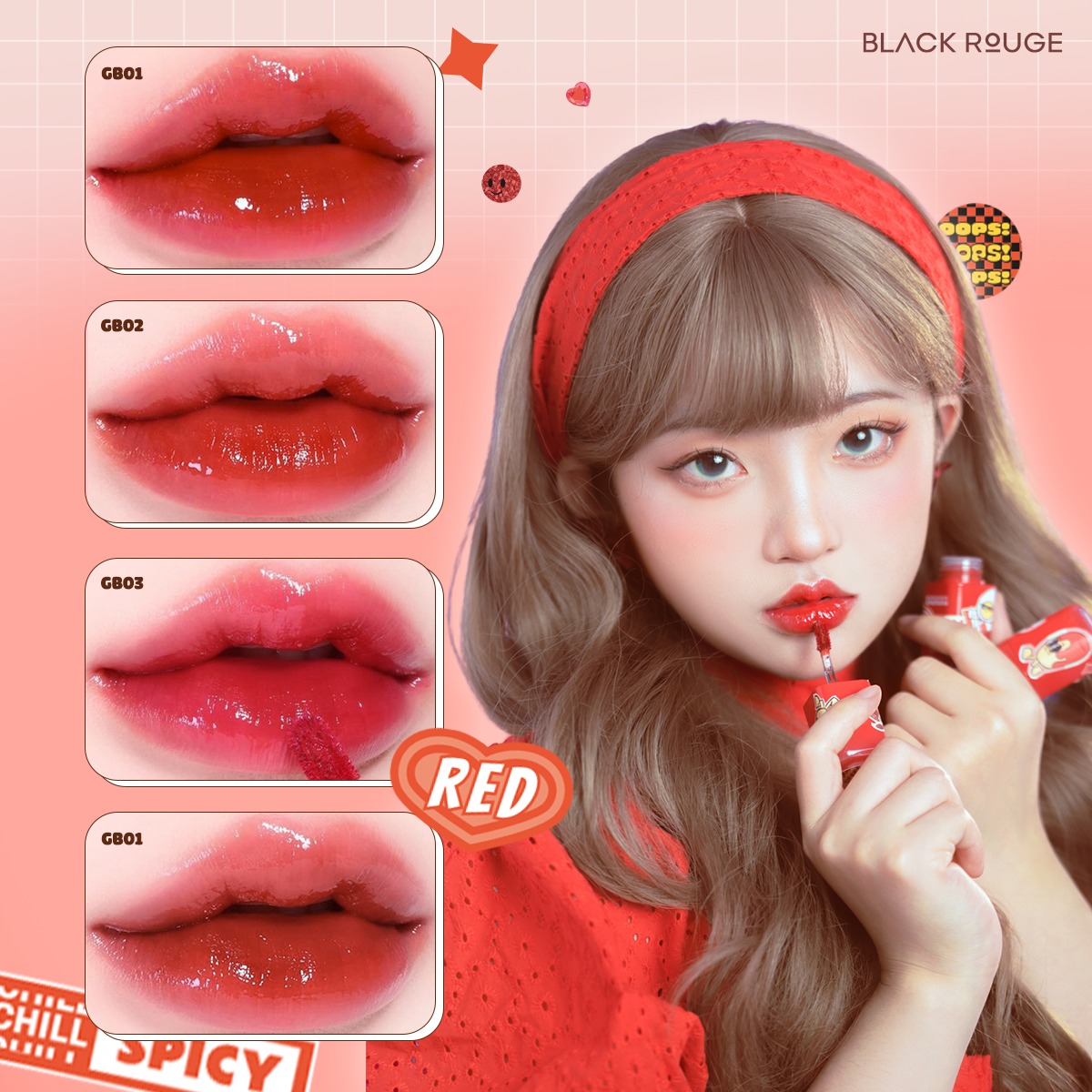 BLACK ROUGE - Glow Bokki Tint - GB02 Burnt Tomato -أحمر شفاه أسود - لون بوكي المتوهج
