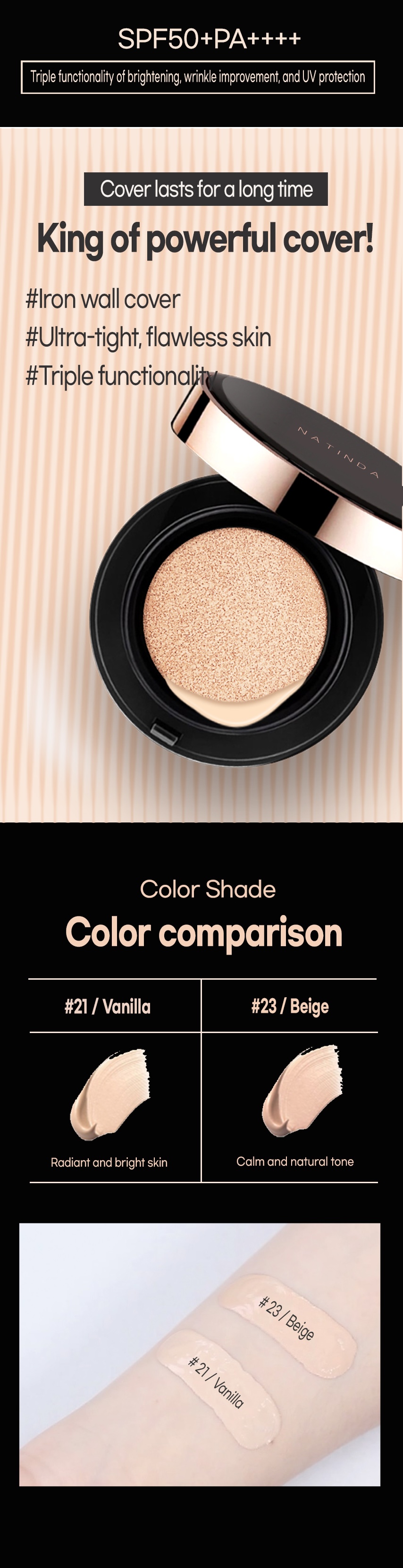 كوشن ناتيندا أورورا بيرفكت – NATINDA Aura Perfect Cover Cushion -#21 / Vanilla – فانيلا