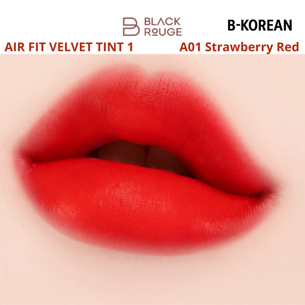 Black Rouge Air Fit Velvet Tint 1 -A01 Strawberry Red -بلاك روج إير فيت فيلفيت تينت  