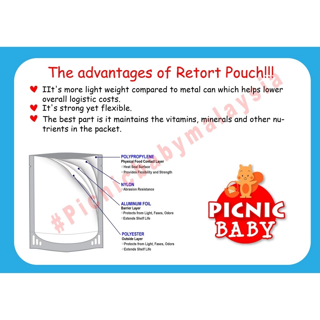 Picnic Baby Food Pouch Natural and Tasty Ready-To-Eat Baby Food 6month (Halal Certified)