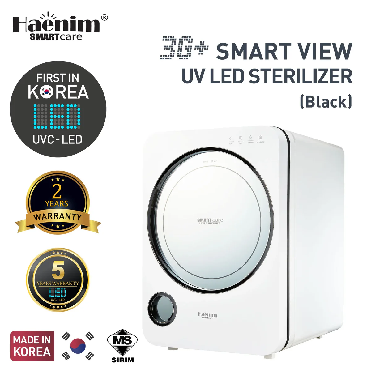 Haenim 3G+ Smart View UV-C LED Electric Sterilizer (White-Black)